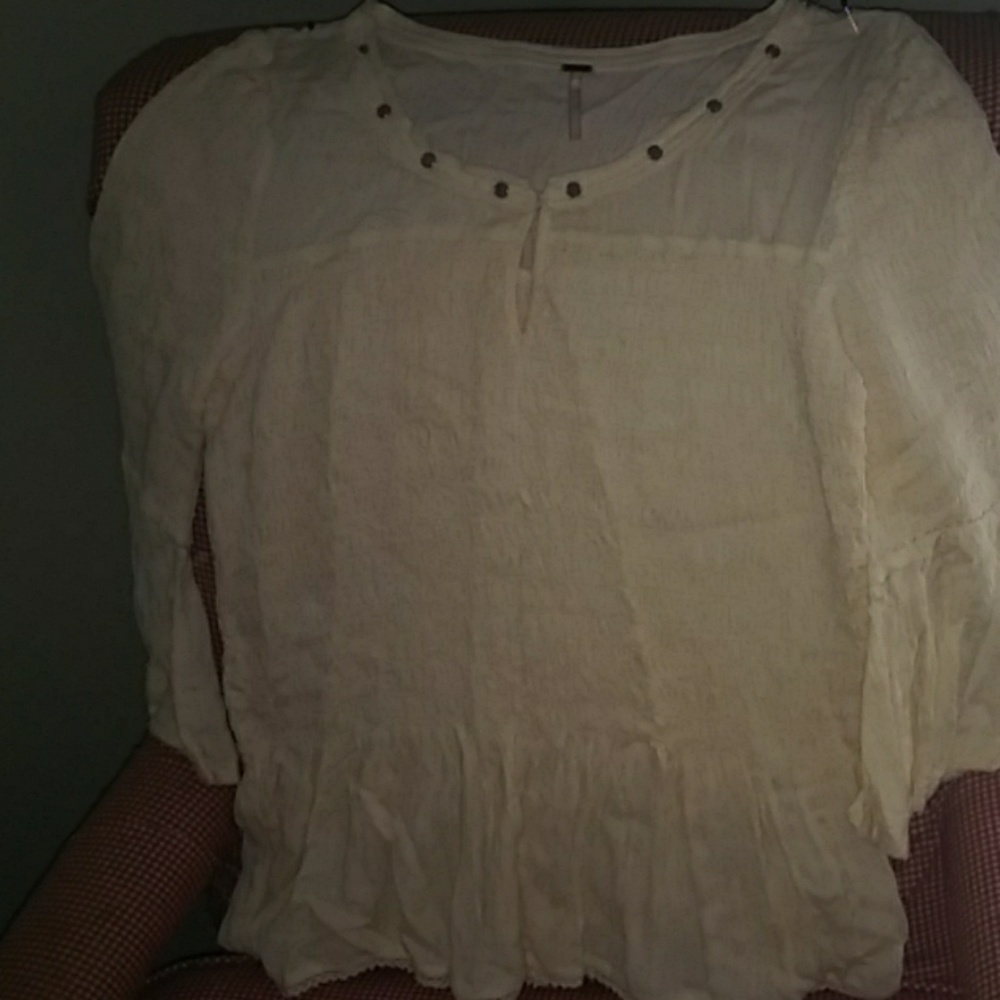 Free People smocked top in cream color